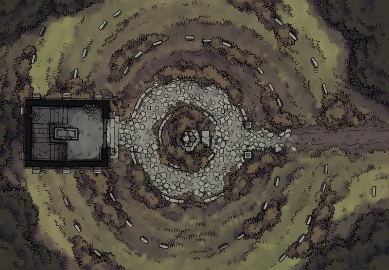 Illustration of fantasy tomb, statue by 2minutetabletop