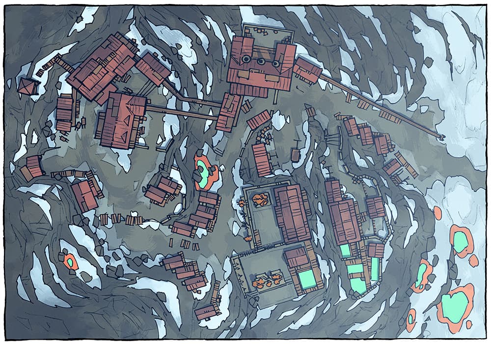 Illustration of fantasy mine, town by 2minutetabletop